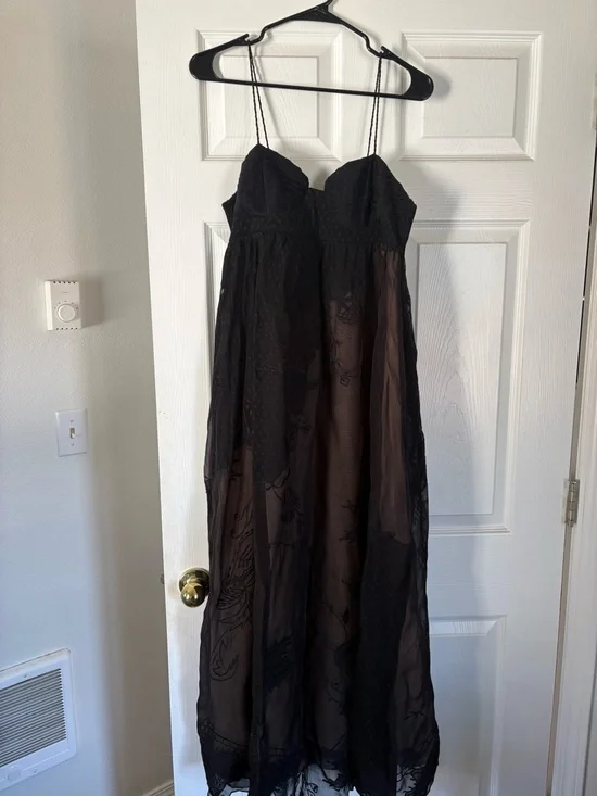 FARM Rio Black Sheer Polka Dot Maxi Dress - Picture 2 of 4